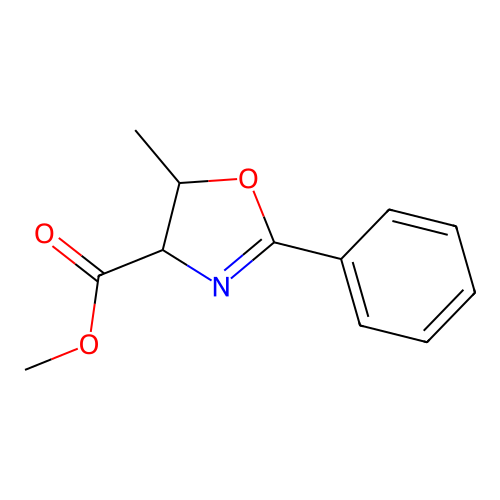 Methyl 4,5-dihydro-5-methyl-2-phenyl-4-oxazolecarboxylate structure