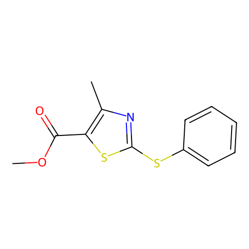 Methyl 4-methyl-2-(phenylsulfanyl)-1,3-thiazole-5-carboxylate structure