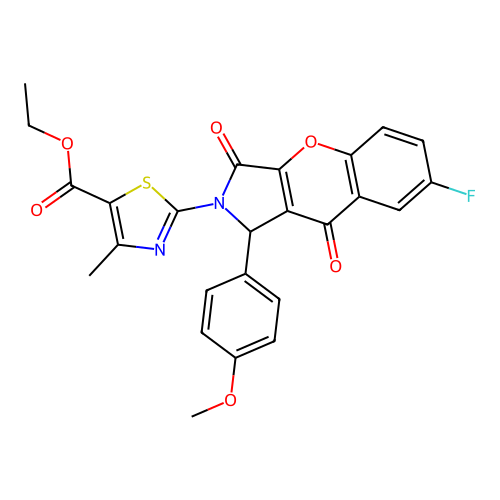 ethyl 2-[7-fluoro-1-(4-methoxyphenyl)-3,9-dioxo-3,9-dihydrochromeno[2,3-c]pyrrol-2(1H)-yl]-4-methyl-1,3-thiazole-5-carboxylate structure