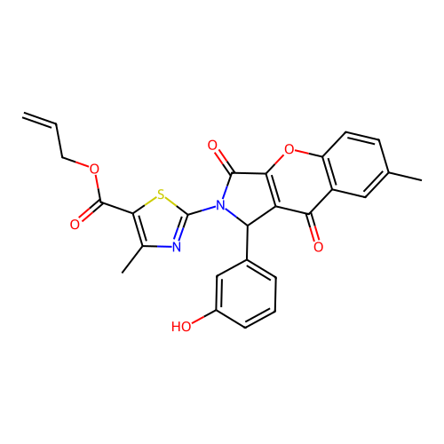 allyl 2-[1-(3-hydroxyphenyl)-7-methyl-3,9-dioxo-3,9-dihydrochromeno[2,3-c]pyrrol-2(1H)-yl]-4-methyl-1,3-thiazole-5-carboxylate structure