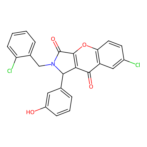 7-chloro-2-(2-chlorobenzyl)-1-(3-hydroxyphenyl)-1,2-dihydrochromeno[2,3-c]pyrrole-3,9-dione structure