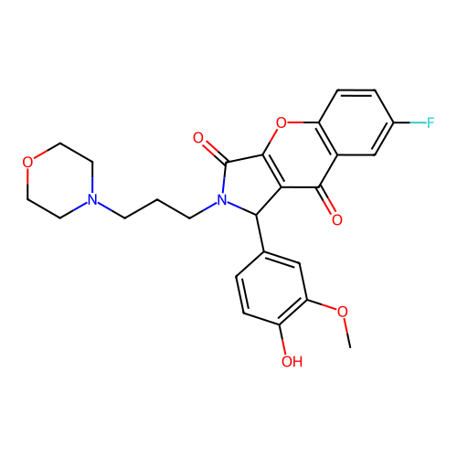 7-fluoro-1-(4-hydroxy-3-methoxyphenyl)-2-(3-morpholin-4-ylpropyl)-1,2-dihydrochromeno[2,3-c]pyrrole-3,9-dione structure