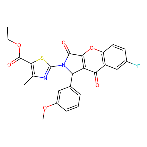 ethyl 2-[7-fluoro-1-(3-methoxyphenyl)-3,9-dioxo-3,9-dihydrochromeno[2,3-c]pyrrol-2(1H)-yl]-4-methyl-1,3-thiazole-5-carboxylate structure