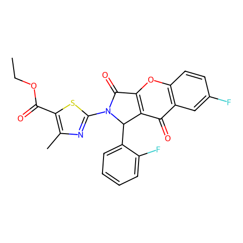 ethyl 2-[7-fluoro-1-(2-fluorophenyl)-3,9-dioxo-3,9-dihydrochromeno[2,3-c]pyrrol-2(1H)-yl]-4-methyl-1,3-thiazole-5-carboxylate structure