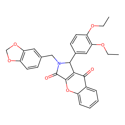 2-(1,3-benzodioxol-5-ylmethyl)-1-(3,4-diethoxyphenyl)-1,2-dihydrochromeno[2,3-c]pyrrole-3,9-dione structure