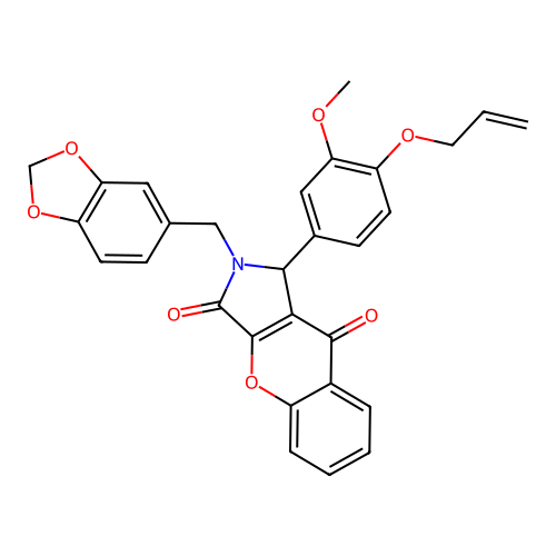 1-[4-(allyloxy)-3-methoxyphenyl]-2-(1,3-benzodioxol-5-ylmethyl)-1,2-dihydrochromeno[2,3-c]pyrrole-3,9-dione structure