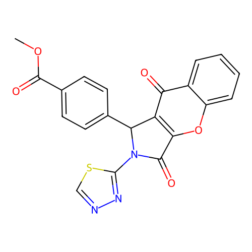 methyl 4-[3,9-dioxo-2-(1,3,4-thiadiazol-2-yl)-1,2,3,9-tetrahydrochromeno[2,3-c]pyrrol-1-yl]benzoate structure