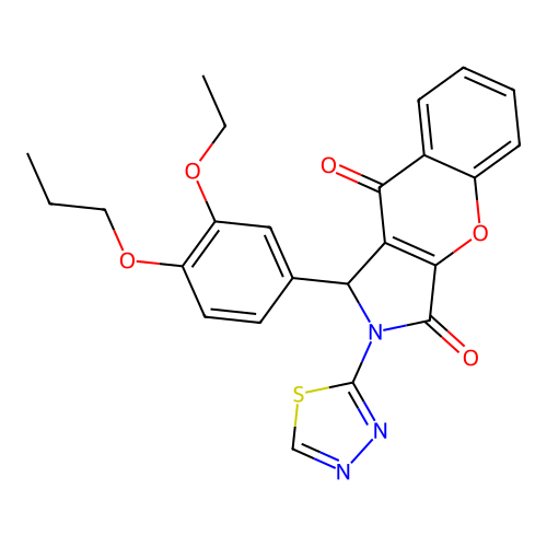 1-(3-ethoxy-4-propoxyphenyl)-2-(1,3,4-thiadiazol-2-yl)-1,2-dihydrochromeno[2,3-c]pyrrole-3,9-dione structure