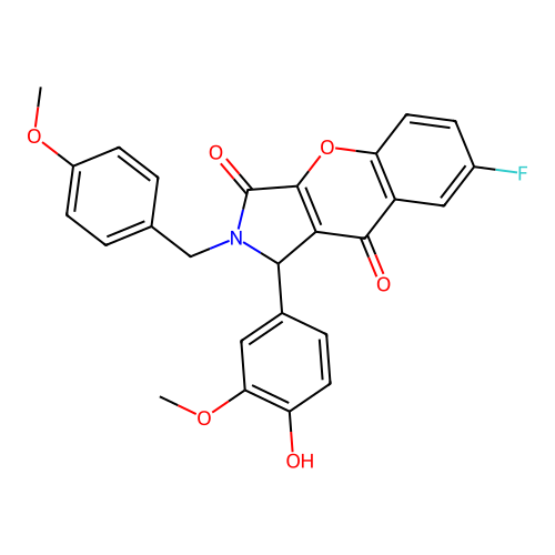 7-fluoro-1-(4-hydroxy-3-methoxyphenyl)-2-(4-methoxybenzyl)-1,2-dihydrochromeno[2,3-c]pyrrole-3,9-dione structure