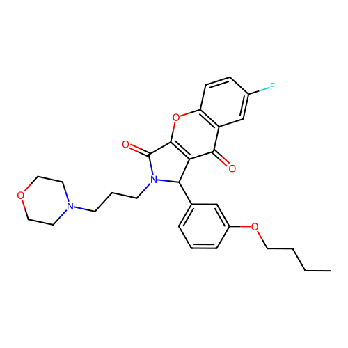 1-(3-butoxyphenyl)-7-fluoro-2-(3-morpholin-4-ylpropyl)-1,2-dihydrochromeno[2,3-c]pyrrole-3,9-dione structure