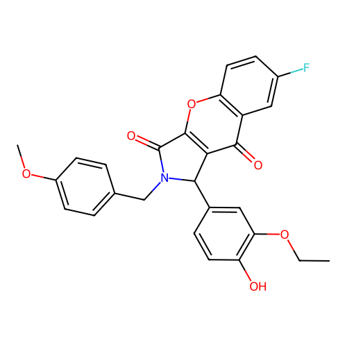 1-(3-ethoxy-4-hydroxyphenyl)-7-fluoro-2-(4-methoxybenzyl)-1,2-dihydrochromeno[2,3-c]pyrrole-3,9-dione structure