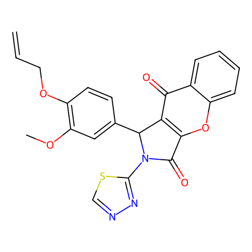 1-(3-methoxy-4-prop-2-enoxyphenyl)-2-(1,3,4-thiadiazol-2-yl)-1H-chromeno[2,3-c]pyrrole-3,9-dione structure