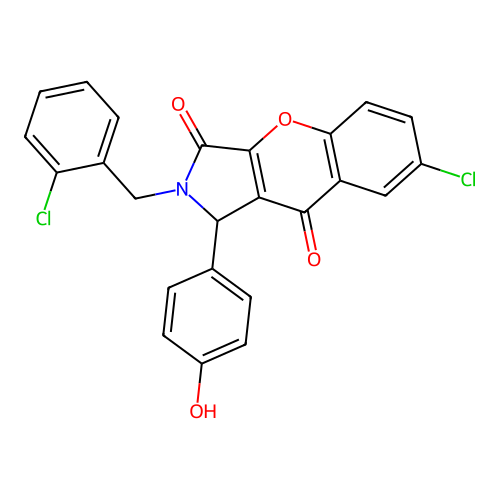 7-chloro-2-(2-chlorobenzyl)-1-(4-hydroxyphenyl)-1,2-dihydrochromeno[2,3-c]pyrrole-3,9-dione structure