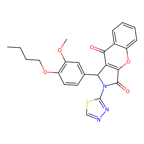 1-(4-butoxy-3-methoxyphenyl)-2-(1,3,4-thiadiazol-2-yl)-1,2-dihydrochromeno[2,3-c]pyrrole-3,9-dione structure