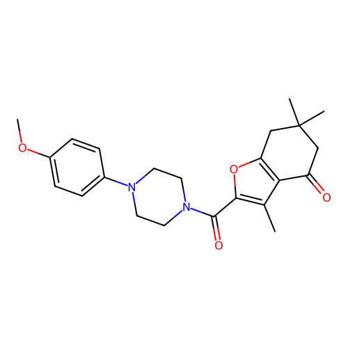 2-{[4-(4-methoxyphenyl)piperazin-1-yl]carbonyl}-3,6,6-trimethyl-6,7-dihydro-1-benzofuran-4(5H)-one structure