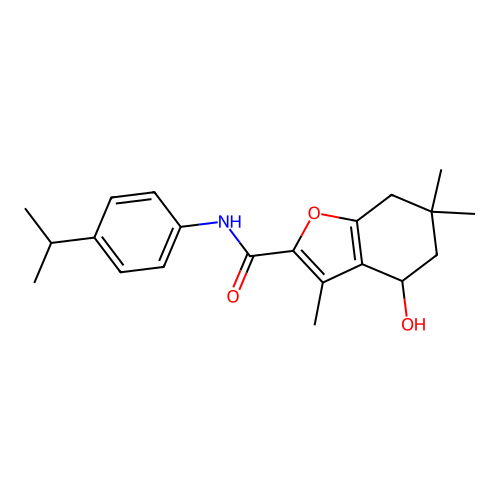 4-hydroxy-3,6,6-trimethyl-N-[4-(propan-2-yl)phenyl]-4,5,6,7-tetrahydro-1-benzofuran-2-carboxamide structure