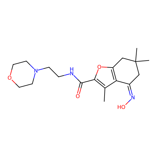 (4-(hydroxyimino)-3,6,6-trimethyl(5,6,7-trihydrobenzo[2,1-d]furan-2-yl))-N-(2- morpholin-4-ylethyl)carboxamide structure