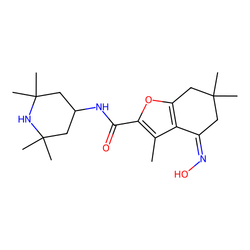(4-(hydroxyimino)-3,6,6-trimethyl(5,6,7-trihydrobenzo[2,1-d]furan-2-yl))-N-(2, 2,6,6-tetramethyl(4-piperidyl))carboxamide structure