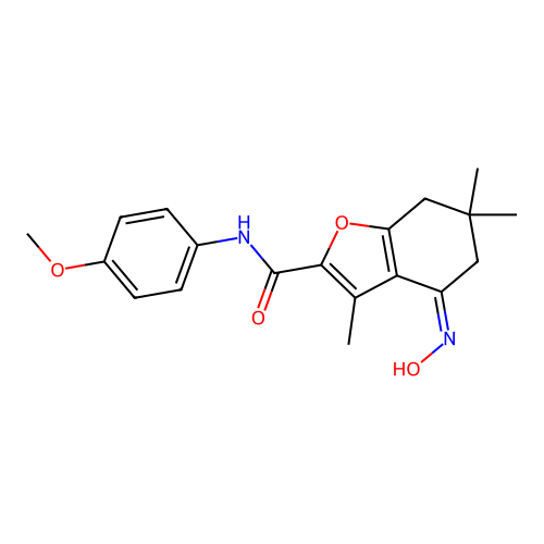 (4-(hydroxyimino)-3,6,6-trimethyl(5,6,7-trihydrobenzo[2,1-d]furan-2-yl))-N-(4- methoxyphenyl)carboxamide structure
