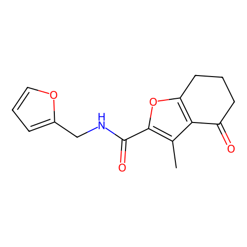 N-(furan-2-ylmethyl)-3-methyl-4-oxo-4,5,6,7-tetrahydro-1-benzofuran-2-carboxamide structure