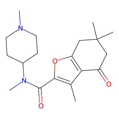 N,3,6,6-tetramethyl-N-(1-methylpiperidin-4-yl)-4-oxo-4,5,6,7-tetrahydro-1-benzofuran-2-carboxamide structure