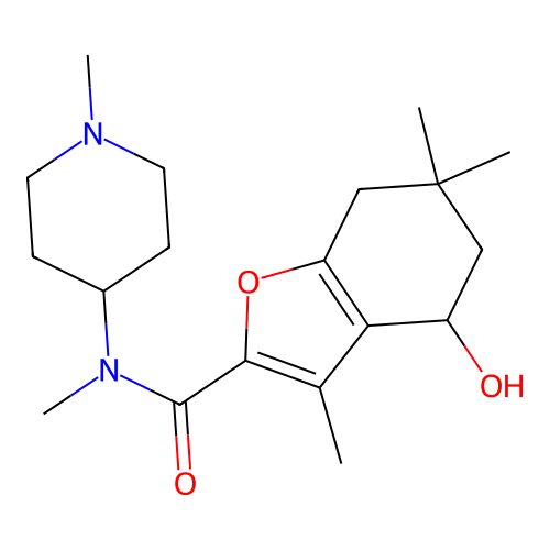 4-hydroxy-N,3,6,6-tetramethyl-N-(1-methylpiperidin-4-yl)-4,5,6,7-tetrahydro-1-benzofuran-2-carboxamide structure