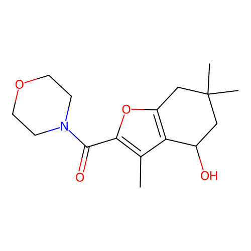(4-hydroxy-3,6,6-trimethyl-4,5,6,7-tetrahydro-1-benzofuran-2-yl)(morpholin-4-yl)methanone structure