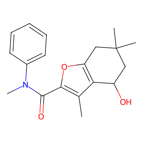 4-hydroxy-N,3,6,6-tetramethyl-N-phenyl-4,5,6,7-tetrahydro-1-benzofuran-2-carboxamide structure