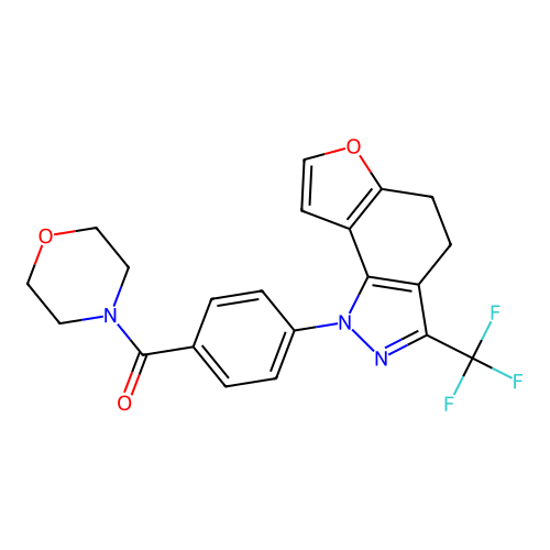 morpholin-4-yl{4-[3-(trifluoromethyl)-4,5-dihydro-1H-furo[2,3-g]indazol-1-yl]phenyl}methanone structure