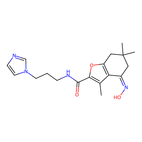 (4-(hydroxyimino)-3,6,6-trimethyl(5,6,7-trihydrobenzo[2,1-d]furan-2-yl))-N-(3- imidazolylpropyl)carboxamide structure