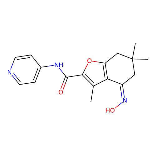 (4Z)-4-hydroxyimino-3,6,6-trimethyl-N-pyridin-4-yl-5,7-dihydro-1-benzofuran-2-carboxamide structure