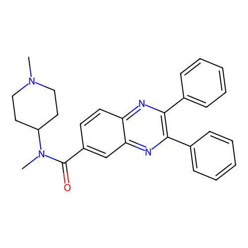 N-methyl-N-(1-methylpiperidin-4-yl)-2,3-diphenylquinoxaline-6-carboxamide structure