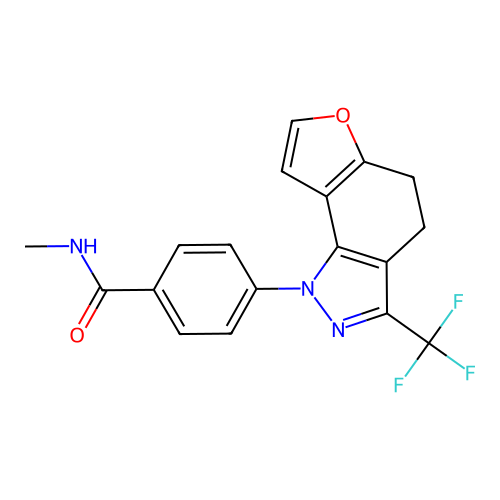N-methyl-4-[3-(trifluoromethyl)-4,5-dihydro-1H-furo[2,3-g]indazol-1-yl]benzamide structure
