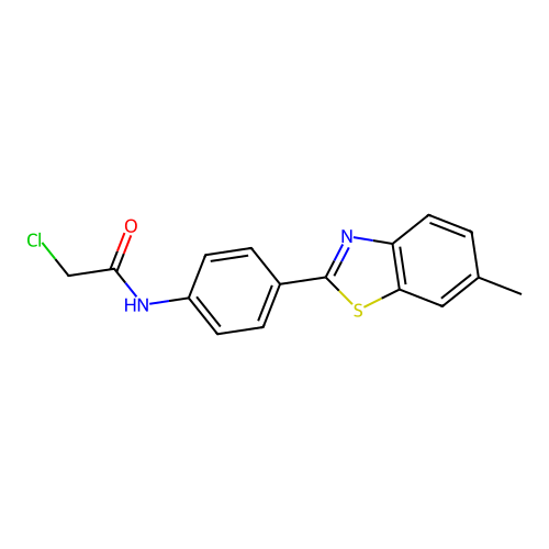 2-chloro-N-[4-(6-methyl-1,3-benzothiazol-2-yl)phenyl]acetamide structure