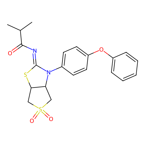 N-[(2Z)-5,5-dioxido-3-(4-phenoxyphenyl)tetrahydrothieno[3,4-d][1,3]thiazol-2(3H)-ylidene]-2-methylpropanamide structure