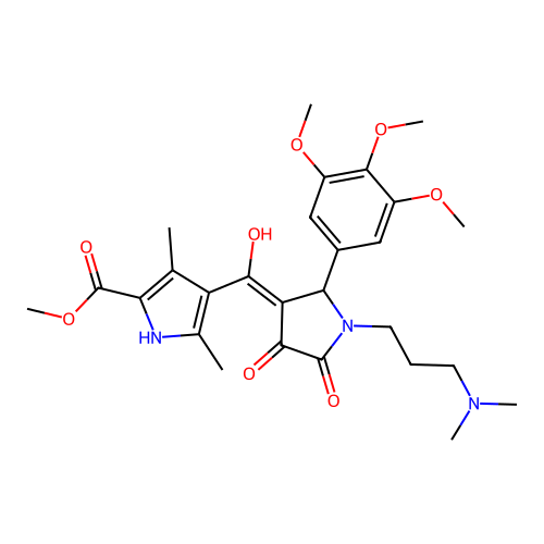methyl 4-({1-[3-(dimethylamino)propyl]-4-hydroxy-5-oxo-2-(3,4,5-trimethoxyphen yl)(3-pyrrolin-3-yl)}carbonyl)-3,5-dimethylpyrrole-2-carboxylate structure