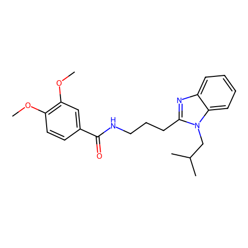 3,4-dimethoxy-N-[3-[1-(2-methylpropyl)benzimidazol-2-yl]propyl]benzamide structure