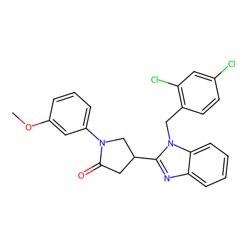 4-(1-(2,4-dichlorobenzyl)-1H-benzo[d]imidazol-2-yl)-1-(3-methoxyphenyl)pyrrolidin-2-one structure