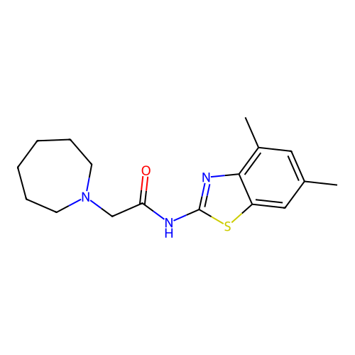2-(azepan-1-yl)-N-(4,6-dimethyl-1,3-benzothiazol-2-yl)acetamide structure
