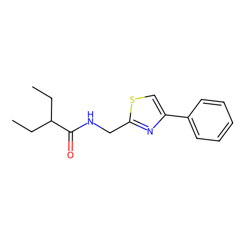 2-ethyl-N-[(4-phenyl-1,3-thiazol-2-yl)methyl]butanamide structure