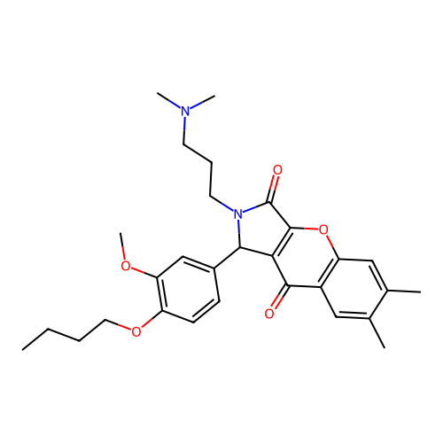 1-(4-butoxy-3-methoxyphenyl)-2-[3-(dimethylamino)propyl]-6,7-dimethyl-1,2-dihydrochromeno[2,3-c]pyrrole-3,9-dione structure