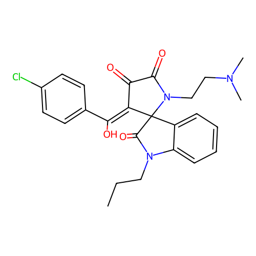 3'-(4-chlorobenzoyl)-1'-[2-(dimethylamino)ethyl]-4'-hydroxy-1-propyl-1,1',2,5'-tetrahydrospiro[indole-3,2'-pyrrole]-2,5'-dione structure
