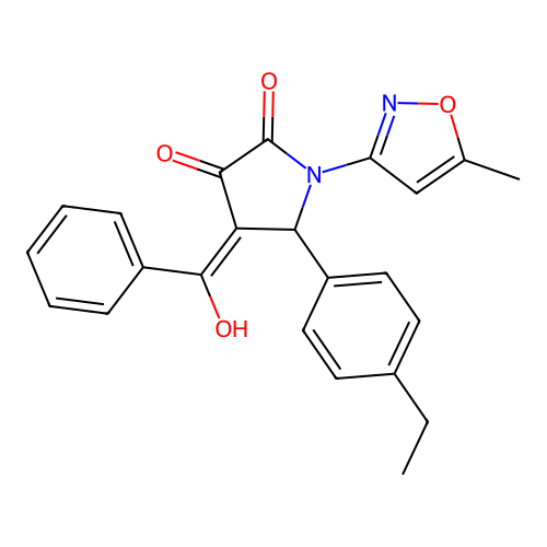 (4E)-5-(4-ethylphenyl)-4-[hydroxy(phenyl)methylidene]-1-(5-methyl-1,2-oxazol-3-yl)pyrrolidine-2,3-dione structure