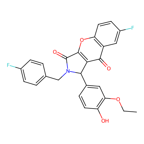 1-(3-ethoxy-4-hydroxyphenyl)-7-fluoro-2-(4-fluorobenzyl)-1,2-dihydrochromeno[2,3-c]pyrrole-3,9-dione structure
