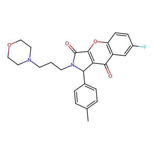 7-fluoro-1-(4-methylphenyl)-2-(3-morpholin-4-ylpropyl)-1,2-dihydrochromeno[2,3-c]pyrrole-3,9-dione structure