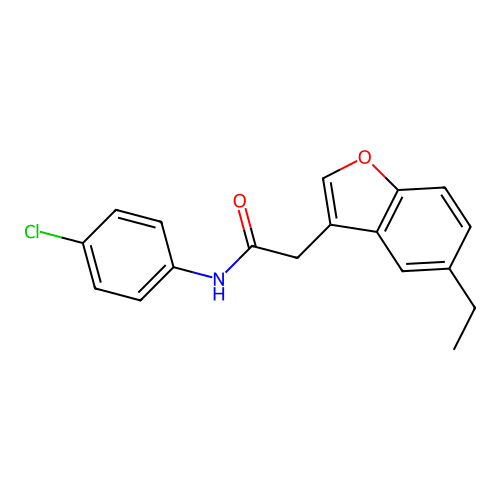 N-(4-chlorophenyl)-2-(5-ethyl-1-benzofuran-3-yl)acetamide structure