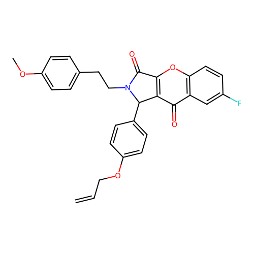 1-[4-(allyloxy)phenyl]-7-fluoro-2-[2-(4-methoxyphenyl)ethyl]-1,2-dihydrochromeno[2,3-c]pyrrole-3,9-dione structure