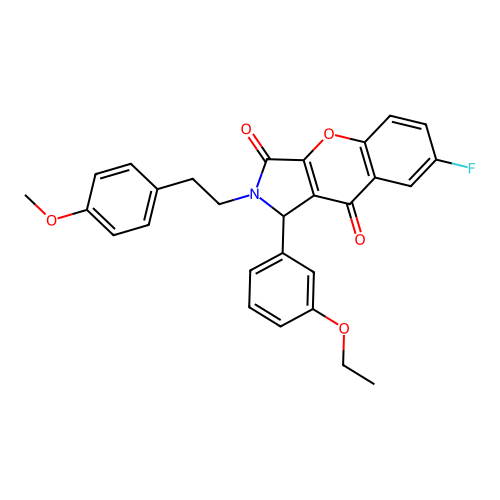 1-(3-ethoxyphenyl)-7-fluoro-2-[2-(4-methoxyphenyl)ethyl]-1,2-dihydrochromeno[2,3-c]pyrrole-3,9-dione structure