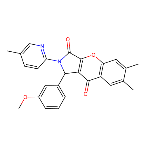 1-(3-methoxyphenyl)-6,7-dimethyl-2-(5-methylpyridin-2-yl)-1,2-dihydrochromeno[2,3-c]pyrrole-3,9-dione structure