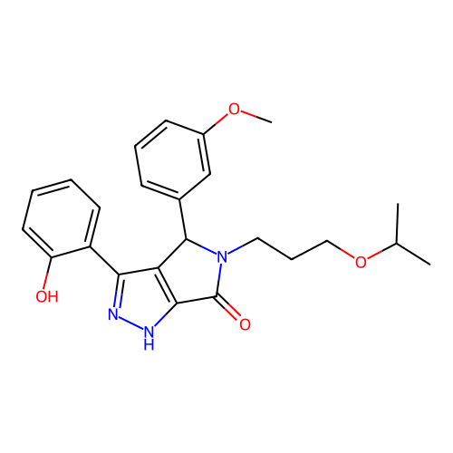 3-(2-hydroxyphenyl)-5-(3-isopropoxypropyl)-4-(3-methoxyphenyl)-4,5-dihydropyrrolo[3,4-c]pyrazol-6(1H)-one structure